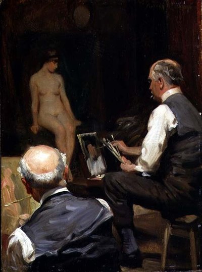 スタジオで（ボード） 作： Albert Henry Collings
