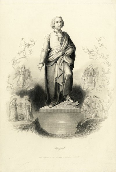 モーツァルト広場のモーツァルト記念碑、1842 年。 作： Albert Henry Payne
