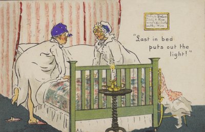"Last in bed puts out the light!"(カラーリトグラフ) 作： Albert Jnr. Ludovici