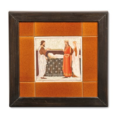中世のシーンで描かれたタイル、1880〜99年頃（塗装セラミック） 作： Albert Joseph (attr.to) Moore