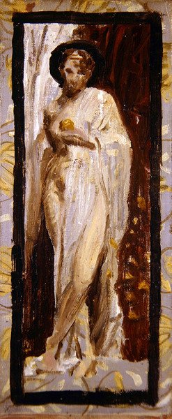 ドレープをかけたヌード／習作 1867年頃（パネルに油彩） 作： Albert Joseph Moore