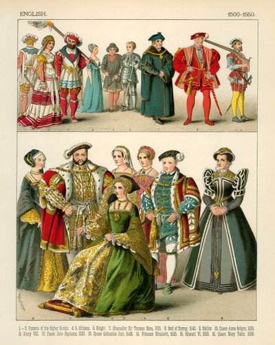 イギリスの衣装1500-1550 作： Albert Kretschmer