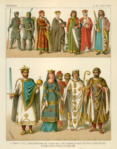 ドイツの衣装1000-1100 AD 作： Albert Kretschmer