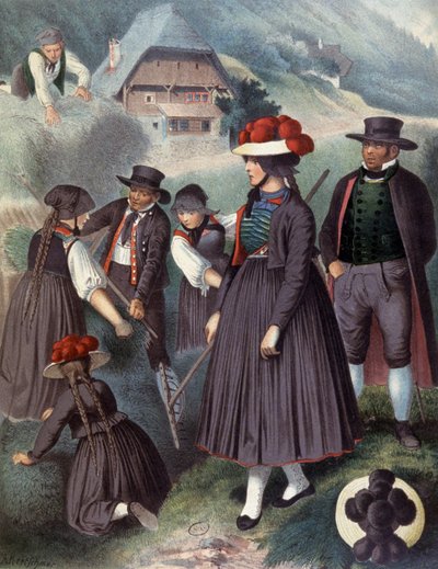 バーデン周辺の農民たち 1860年頃（エングレーヴィング） 作： Albert Kretschmer