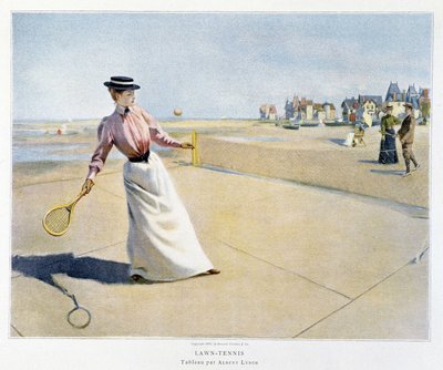 芝生の一部 - 浜辺でのテニス (ノルマンディー？) - イラスト：Albert Lynch 作： Albert Lynch