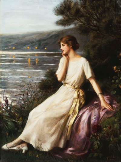 湖畔の女性の肖像 作： Albert Lynch