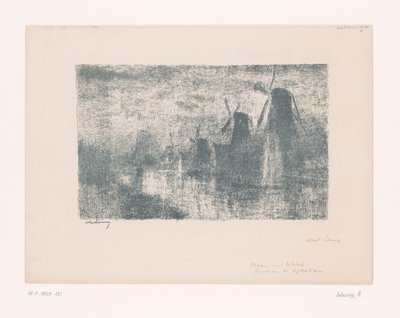 ロッテルダム近郊のシー川沿いの風車 Moulins sur la Schie (オブジェクトのタイトル) 作： Albert Marie Lebourg
