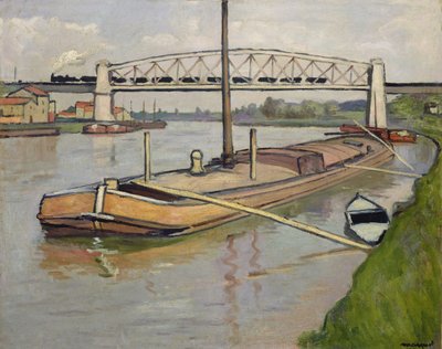 はしけのある風景、コンフラン港 作： Albert Marquet