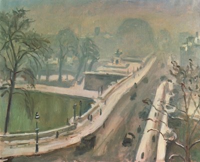 ル・ポン・ヌフと雪の中のヴェール・ギャラン 作： Albert Marquet