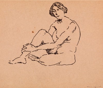 座っているヌード (紙にペンとインク) 作： Albert Marquet