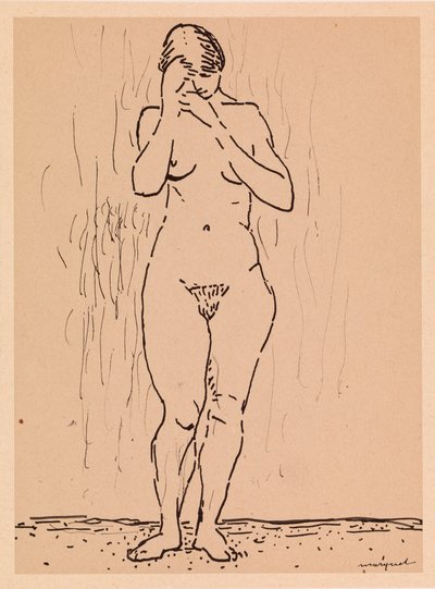 立っているヌードの女性 (紙に鉛筆) 作： Albert Marquet
