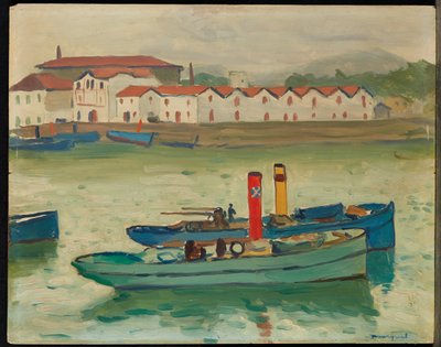 サン・ジャン・ド・リュズ、漁船（パネルに油彩） 作： Albert Marquet