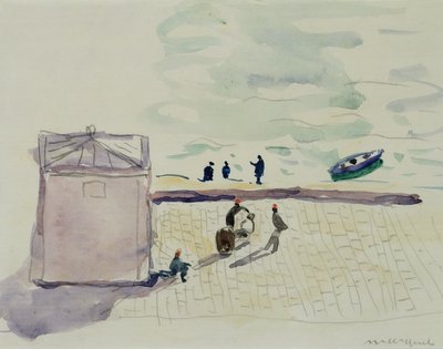 アルジェの岸壁で（紙に水彩） 作： Albert Marquet