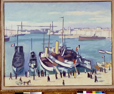 フェリー橋のあるマルセイユ港 (絵画) 20 世紀 作： Albert Marquet