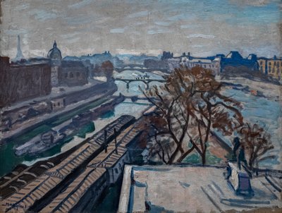 セーヌ川とアンリ 4 世の記念碑の眺め 作： Albert Marquet
