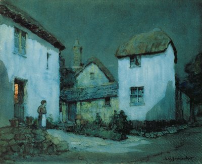 月明かりに照らされた通り、Heavitree、エクセター 作： Albert Moulton Foweraker