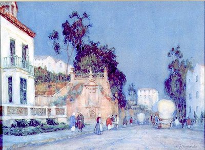 スペインの街の夕暮れ 作： Albert Moulton Foweraker
