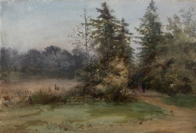 2人の人物のいる風景 作： Albert Nikolaevich Benois