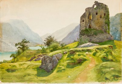 廃墟と山の風景 作： Albert Nikolaevich Benois
