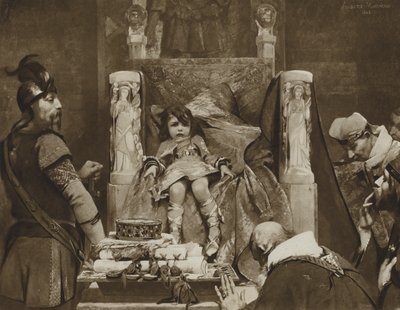 クローヴィス2世、フランク族の少年の優しさ（リトグラフ 作： Albert Pierre René (after) Maignan
