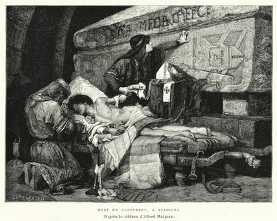 ソワソンでのクロデベールの死 (彫刻) 作： Albert Pierre René (after) Maignan