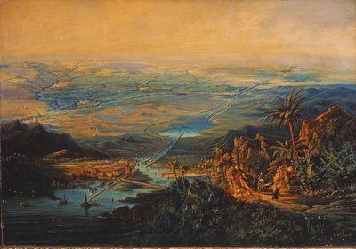 1864年11月のスエズ運河（油彩・キャンバス） 作： Albert Rieger