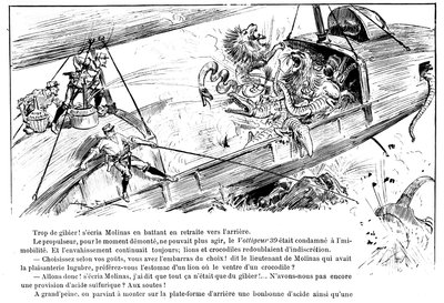 予期せぬこと。ヴォルティジュールの攻撃 39 - A.ロビダ編「20世紀の戦争」にてジョルジュ・デコー 作： Albert Robida