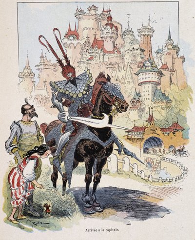 首都への到着-スウィフト著「ガリバー旅行記」（ロビダ画）より 作： Albert Robida