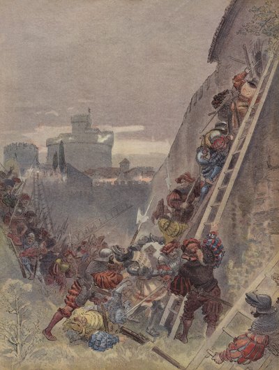 バーボンは1527年5月6日にローマで殺された 作： Albert Robida
