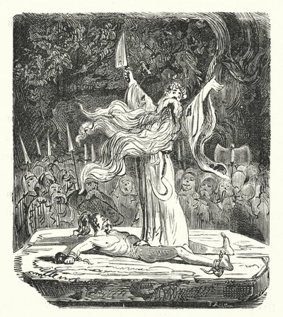 人身御供を行うドルイド（彫刻） 作： Albert Robida