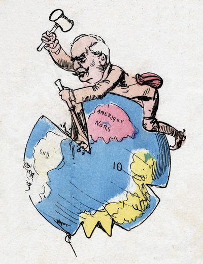 フェルディナン・ドゥ・レセップス（1805-1894）は、フランスの外交官・行政官であり、彫刻家・大陸の脱構築者である。 作： Albert Robida