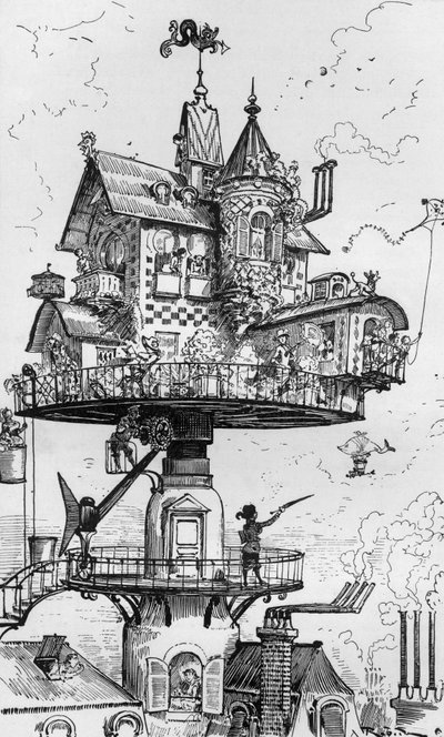 未来の住居 作： Albert Robida