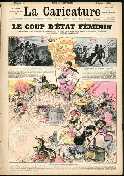 アルベール・ロビダ（1848-1926）による『La Caricature』（1880年）の表紙のイラスト。 作： Albert Robida