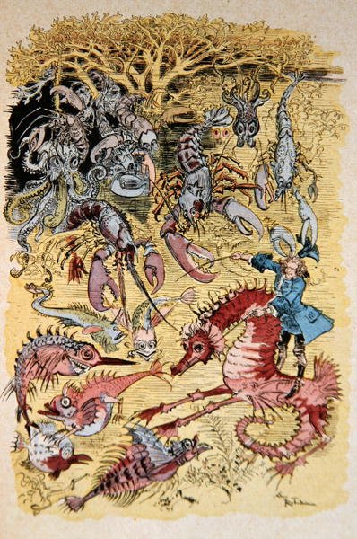 ミュンヒハウゼン男爵の冒険」のイラスト（カラーリトグラフ） 作： Albert Robida