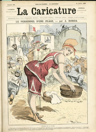 戯画の毛布（1880年）に描かれたアルベール・ロビダ（1848-1926）のイラスト 作： Albert Robida