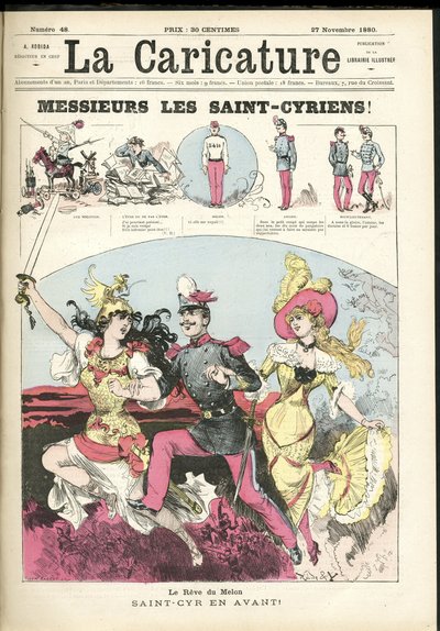 ラ・カリカチュール』（1880年）の表紙に描かれたアルベール・ロビダ（1848-1926）のイラスト 作： Albert Robida