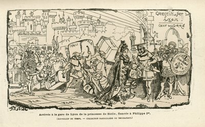 アルベール・ロビダ（1848-1926）の挿絵（『Histoire de France tintamarresque』所収）、1880年頃 - ガレ、アンシャン・レジーム、シチリア - フィリップ1世 作： Albert Robida