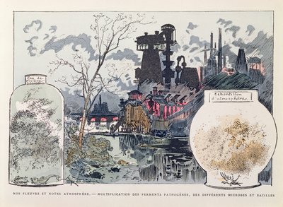 産業公害、「ルXXeme siecle、ラヴィエレクトリック」のイラスト、c。 1890（カラー彫刻） 作： Albert Robida