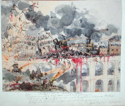 バルバリゴの戦い（「La Guerre au XXeme Siecle」より）（水彩・紙 作： Albert Robida