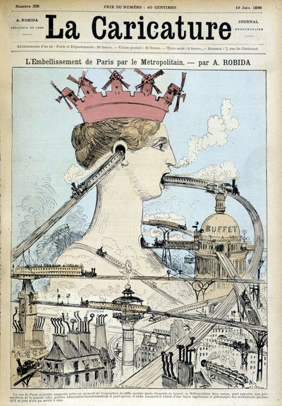 地下鉄によるパリの美化 - Robida（1886年6月19日付「La Caricature」誌）による 作： Albert Robida