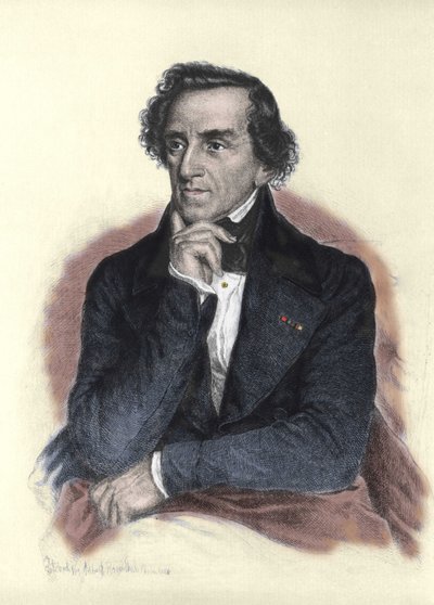 ドイツの作曲家、ジャコモ・マイヤーベーア（1791-1864）の肖像。アルバート・ローゼンタールによるドローイング 作： Albert Rosenthal