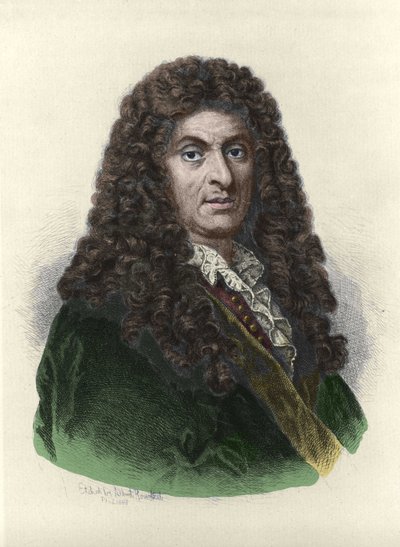 アルバート・ローゼンタールのデッサンに基づく、イギリスの作曲家ヘンリー・パーセル（1659-1695）の肖像。 作： Albert Rosenthal