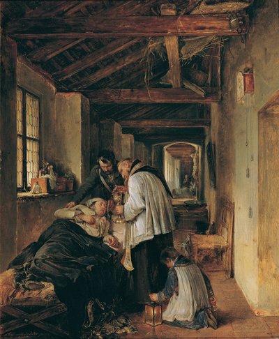 負傷した将校に最後の儀式が与えられる 作： Albert Schindler