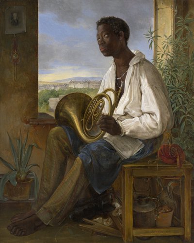 1836年の皇帝フランシスコ1世の世帯における庭師とホーン奏者の肖像 作： Albert Schindler