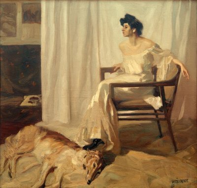 グレイハウンドの女性 作： Albert Weisgerber