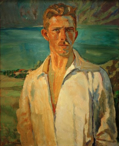 Atterseeでの自画像 作： Albert Weisgerber