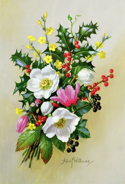 Dogrose、Holly、Mitletoe、Larkspurのスプレー 作： Albert Williams