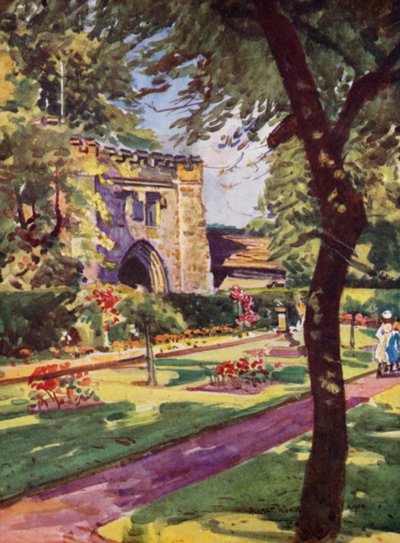 Whalley Abbey, the North-Eastern Gateway (カラーリトグラフ) 作： Albert Woods