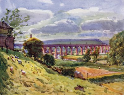Whalley, the Viaduct (カラーリトグラフ) 作： Albert Woods