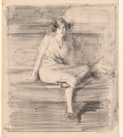 無題の若い女性の着席、1914年。 作： Albert de Belleroche